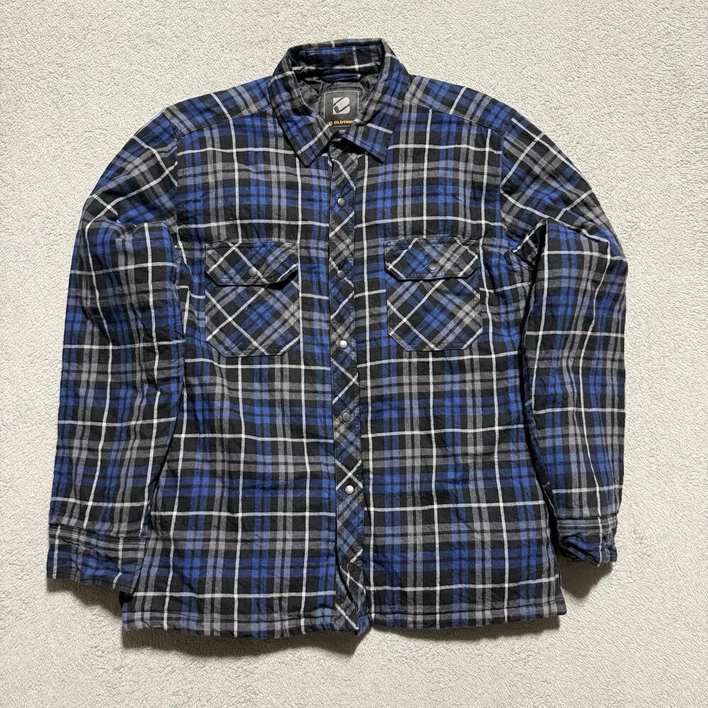 BC Clothing Quilted Plaid Flannel Shirt Jacket Men’s